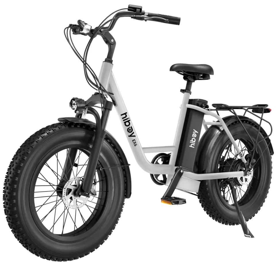 Hiboy EX6 elcykel vit ram med lågt insteg