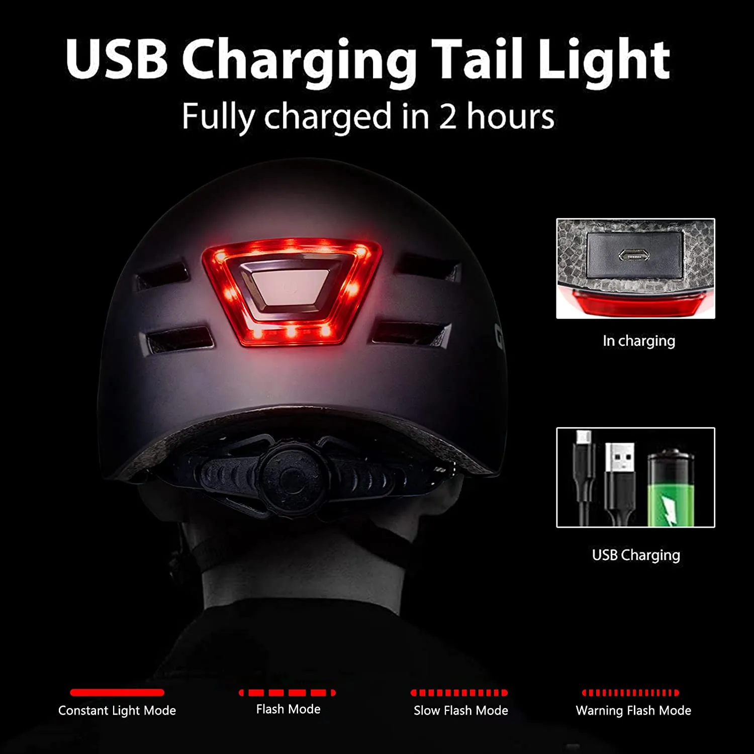 AOVO LED cykelhjälm L 58-61 cm med lampa