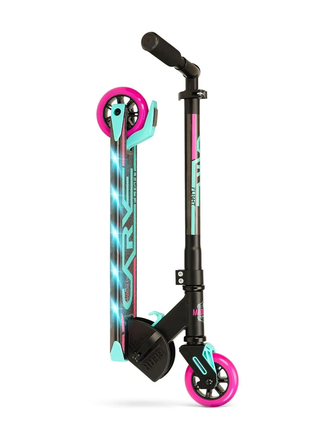 Madd Gear Flight Light-Up sparkcykel rosa-turkos med ljusplatta