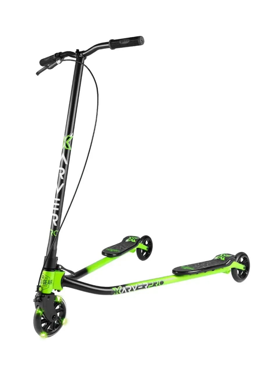 Madd Gear X-Karver Pro 3-in-1 sparkcykel svart/grön lysande