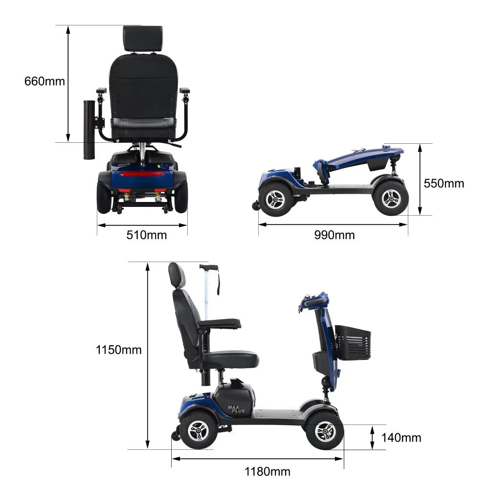 AOVO Max Plus promenadscooter blå 25 km räckvidd