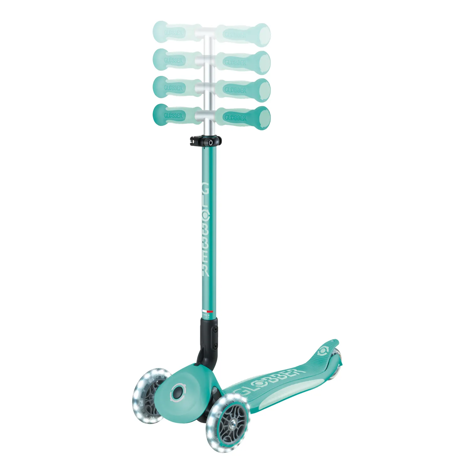Globber Go Up Deluxe Lights sparkcykel med sits 3-i-1