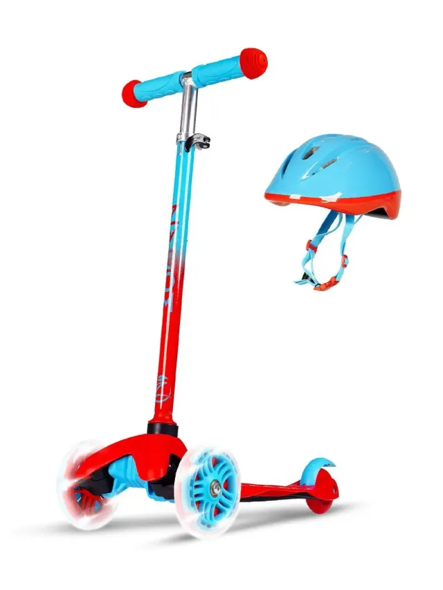 Zycom Zipper sparkcykel 3-hjul röd blå med hjälm