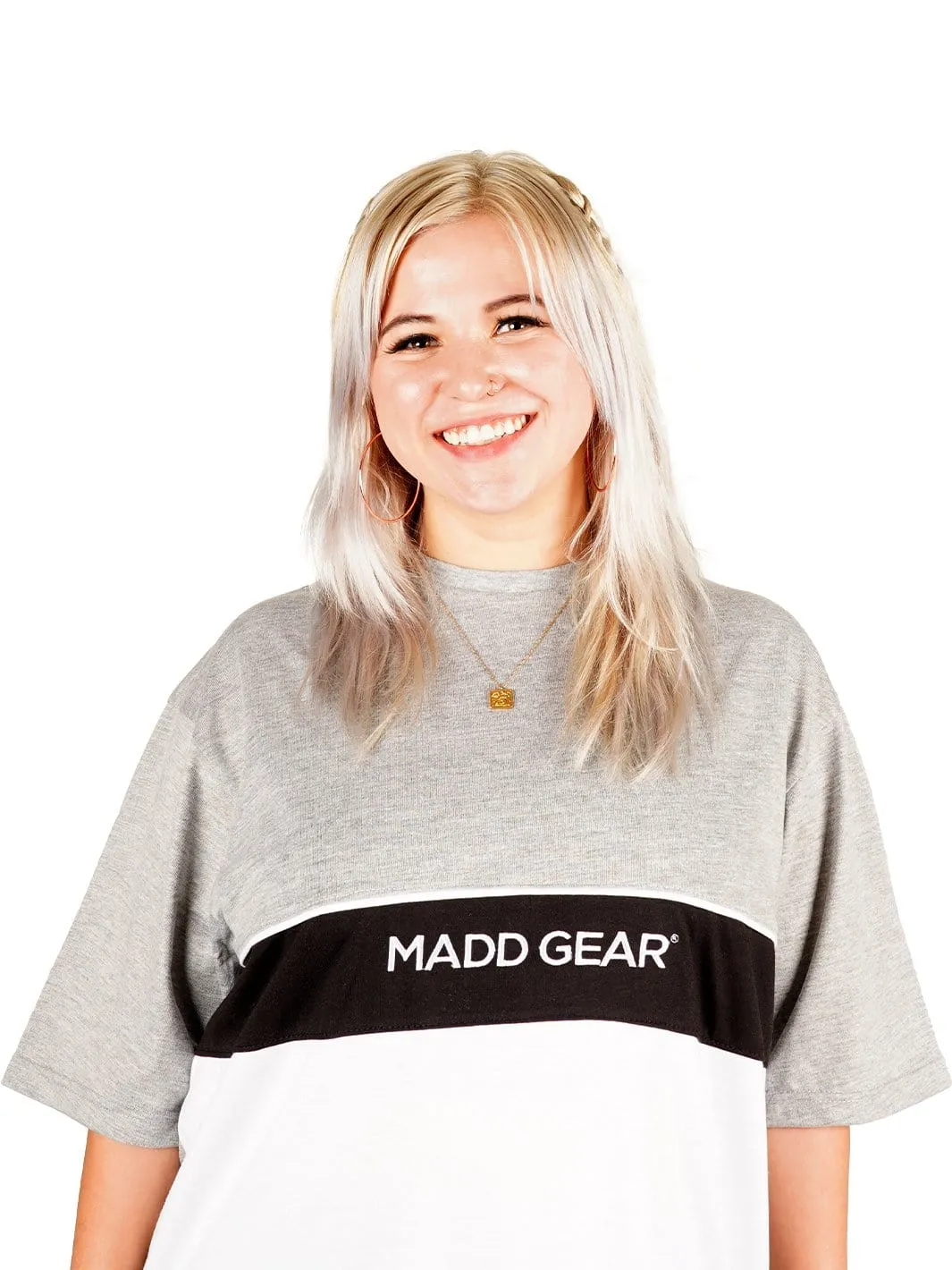 MGP Stripe Tee t-shirt grå vit broderad logga