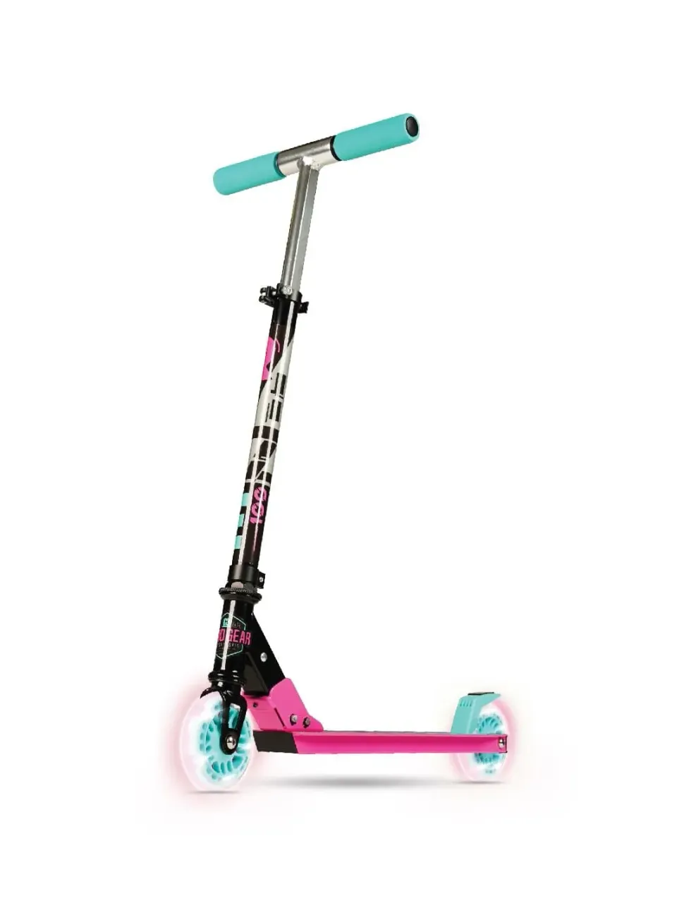 Madd Gear Rize 100 sparkcykel rosa-teal lysande hjul