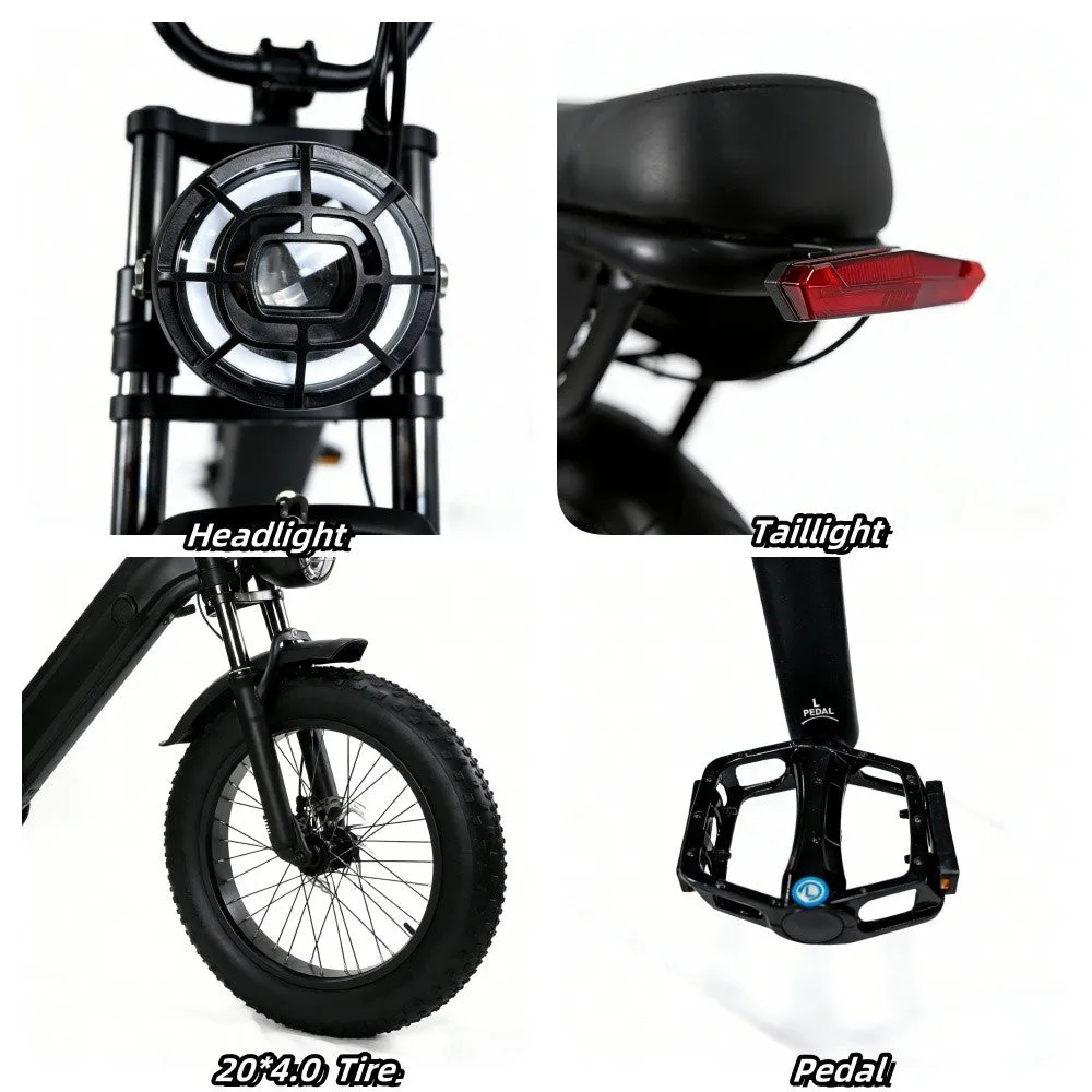AOVO Y20 Pro fatbike elcykel svart dubbelbatteri