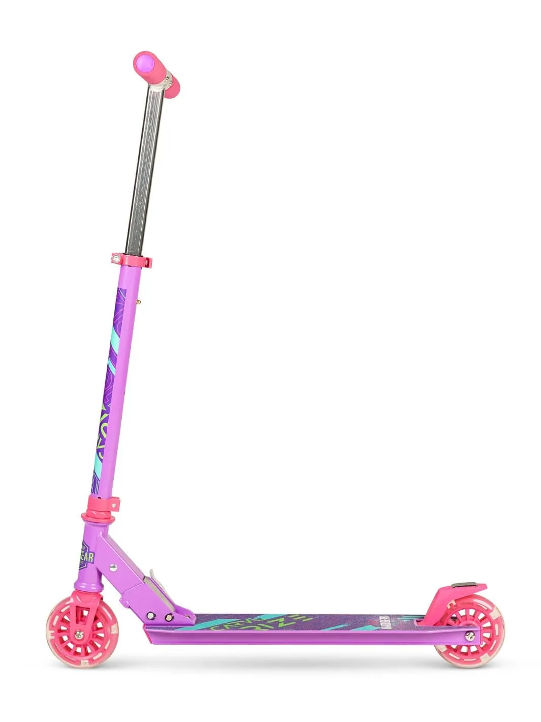 Madd Gear Rize 100 sparkcykel rosa lila lysehjul