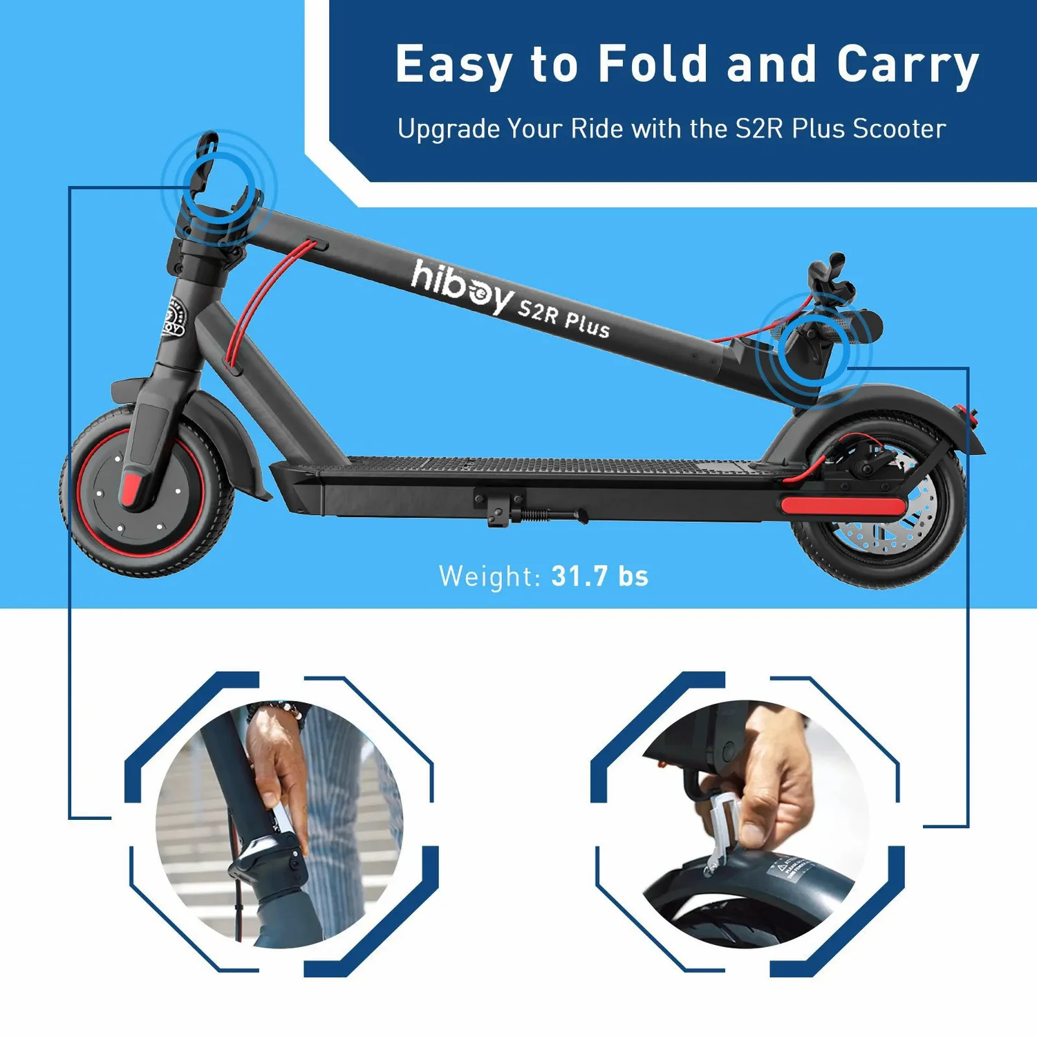 Hiboy S2R Plus elsparkcykel löstagbart batteri