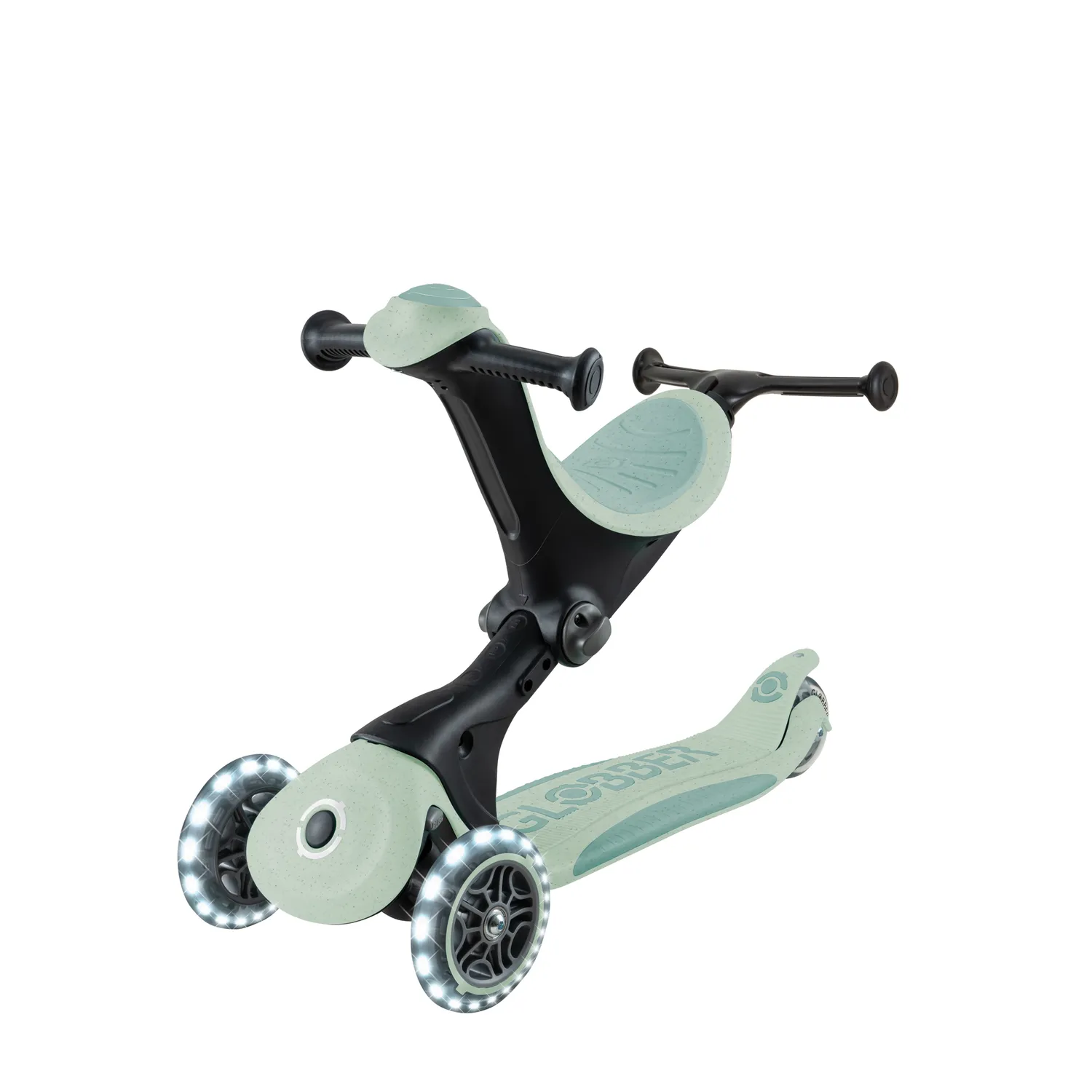 Globber Go Up Deluxe Lights 360 sparkcykel Sunshine 3-i-1