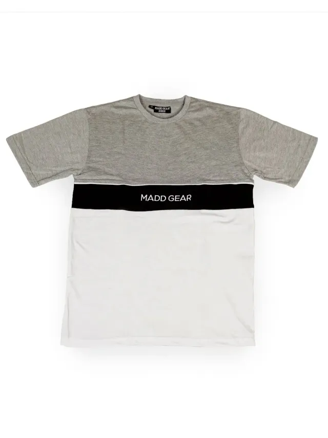 MGP Stripe Tee t-shirt grå vit broderad logga
