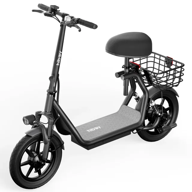 Hiboy U2 elsparkcykel med sadel svart 14 tum 25 miles