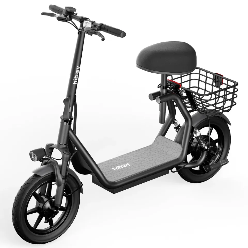 Hiboy U2 elsparkcykel med sadel svart 14 tum 25 miles