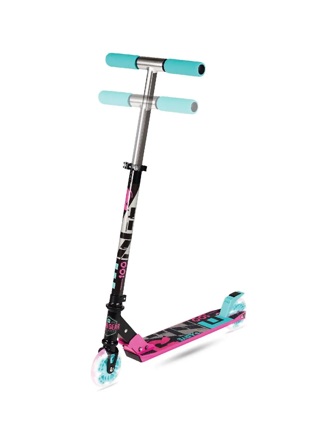 Madd Gear Rize 100 sparkcykel rosa-teal lysande hjul