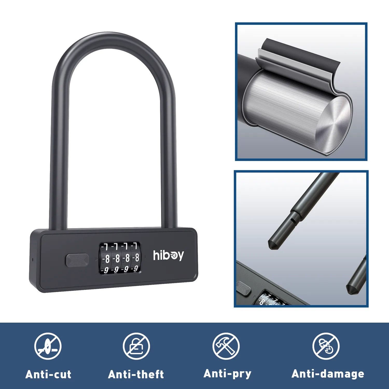 Hiboy Combination bygellås kodlås 14 mm