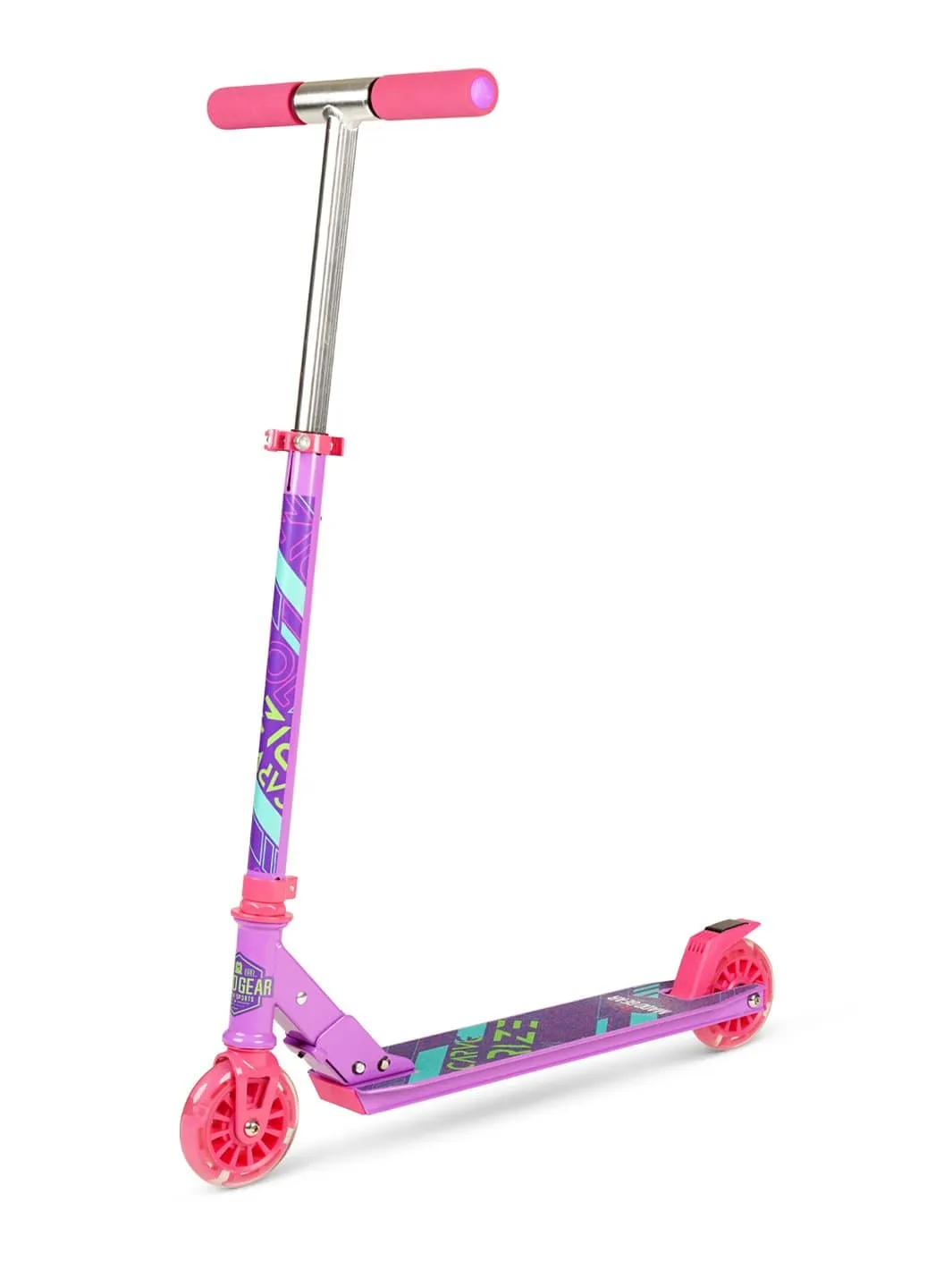 Madd Gear Rize 100 sparkcykel rosa lila lysehjul