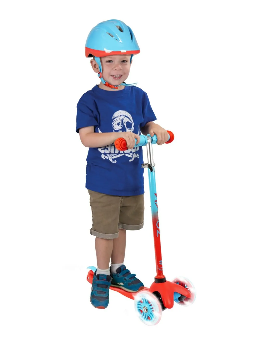 Zycom Zipper sparkcykel 3-hjul röd blå med hjälm