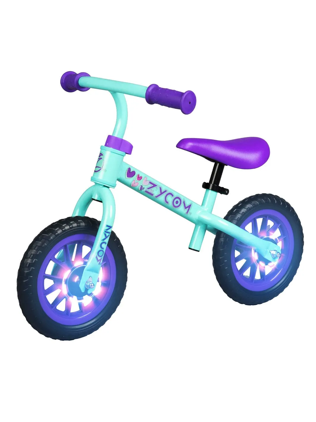 Zycom ZBike Light-Up balanscykel med hjälm turkos-lila lyshjul