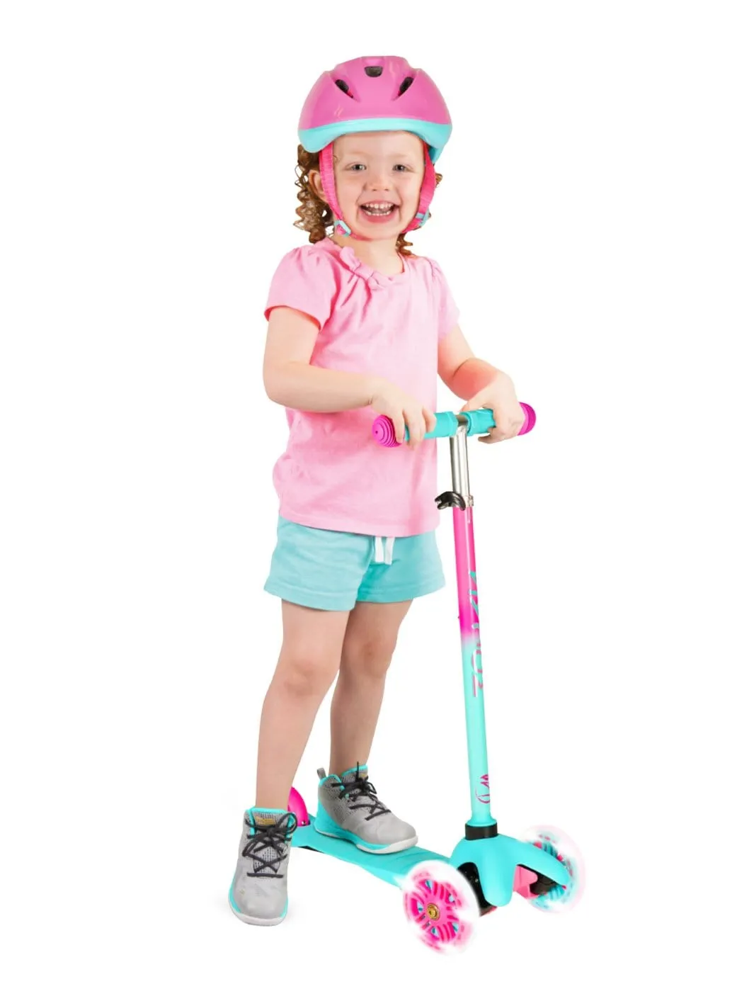 Zycom Zipper 3-hjulig sparkcykel turkos rosa hjälm