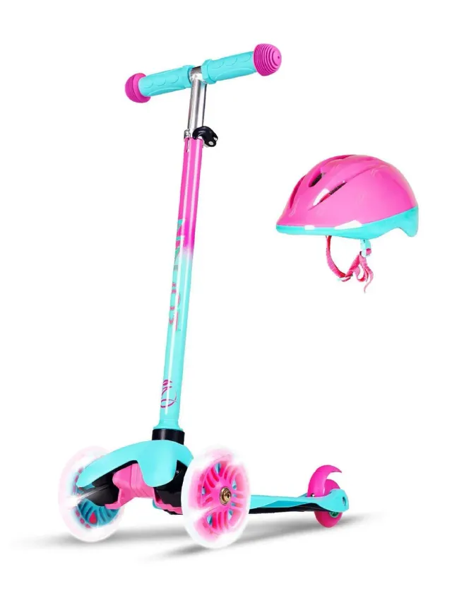 Zycom Zipper 3-hjulig sparkcykel turkos rosa hjälm