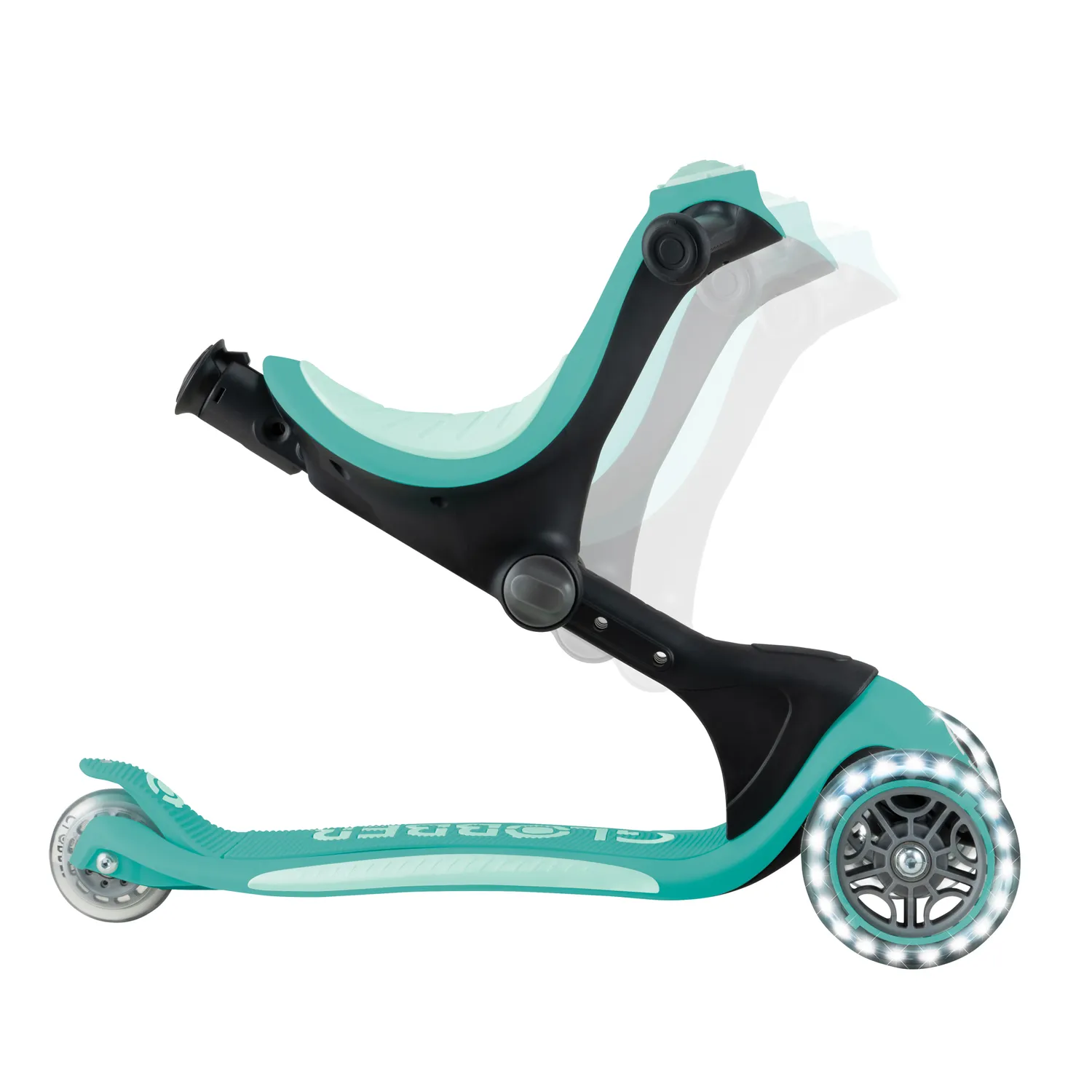 Globber Go Up Deluxe Lights sparkcykel med sits 3-i-1