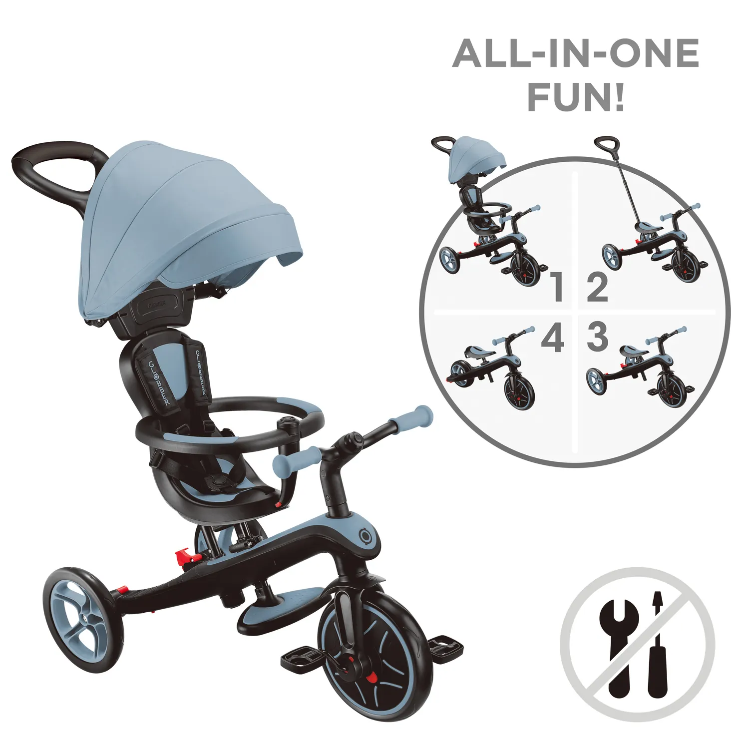 Globber Explorer Trike 4in1 trehjuling 10 mån-5 år