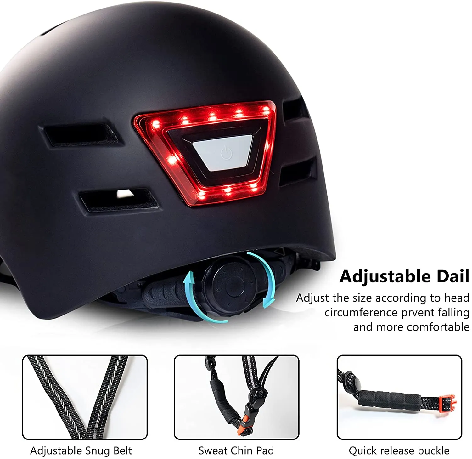 AOVO LED cykelhjälm L 58-61 cm med lampa