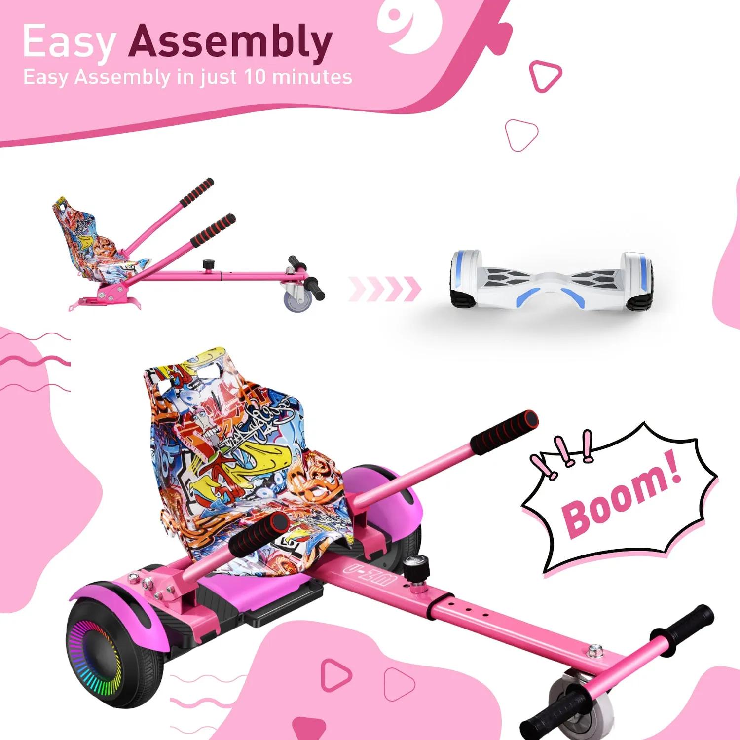 Hiboy HC-01 hoverboardsits gokart svart graffiti
