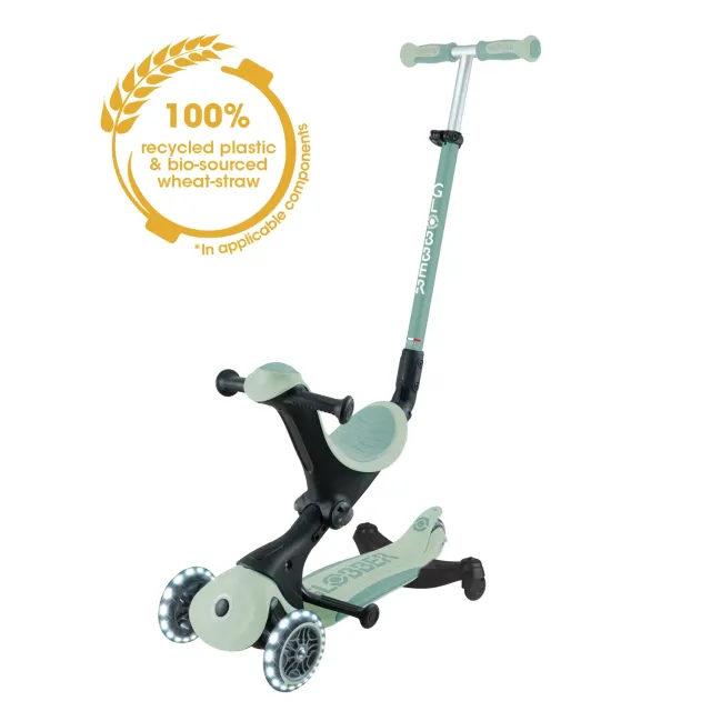 Globber Go Up Deluxe Lights 360 sparkcykel Sunshine 3-i-1