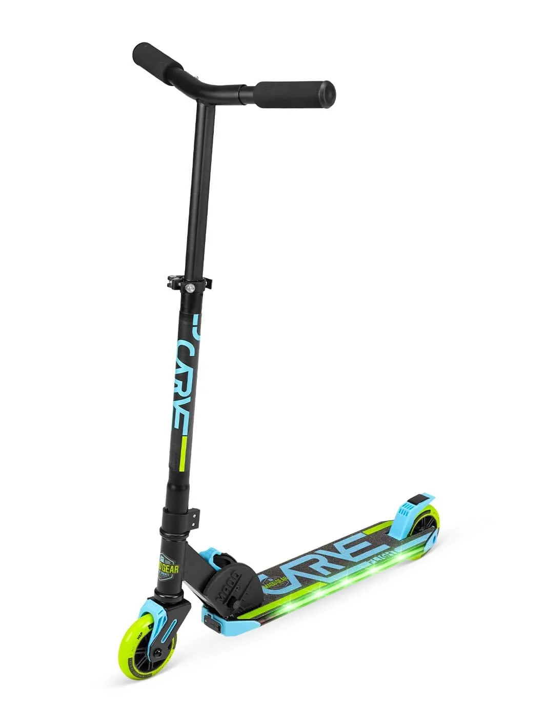Madd Gear Flight sparkcykel grön blå med lysande deck