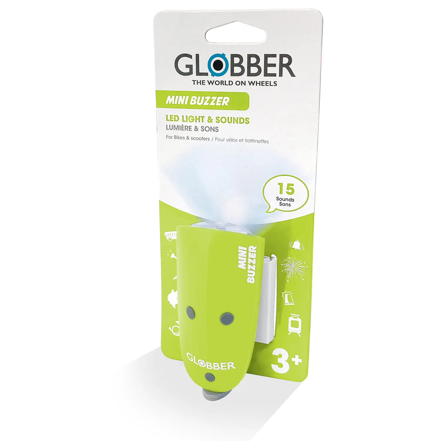 Globber Mini Buzzer sparkcykeltuta 15 ljud med ljus