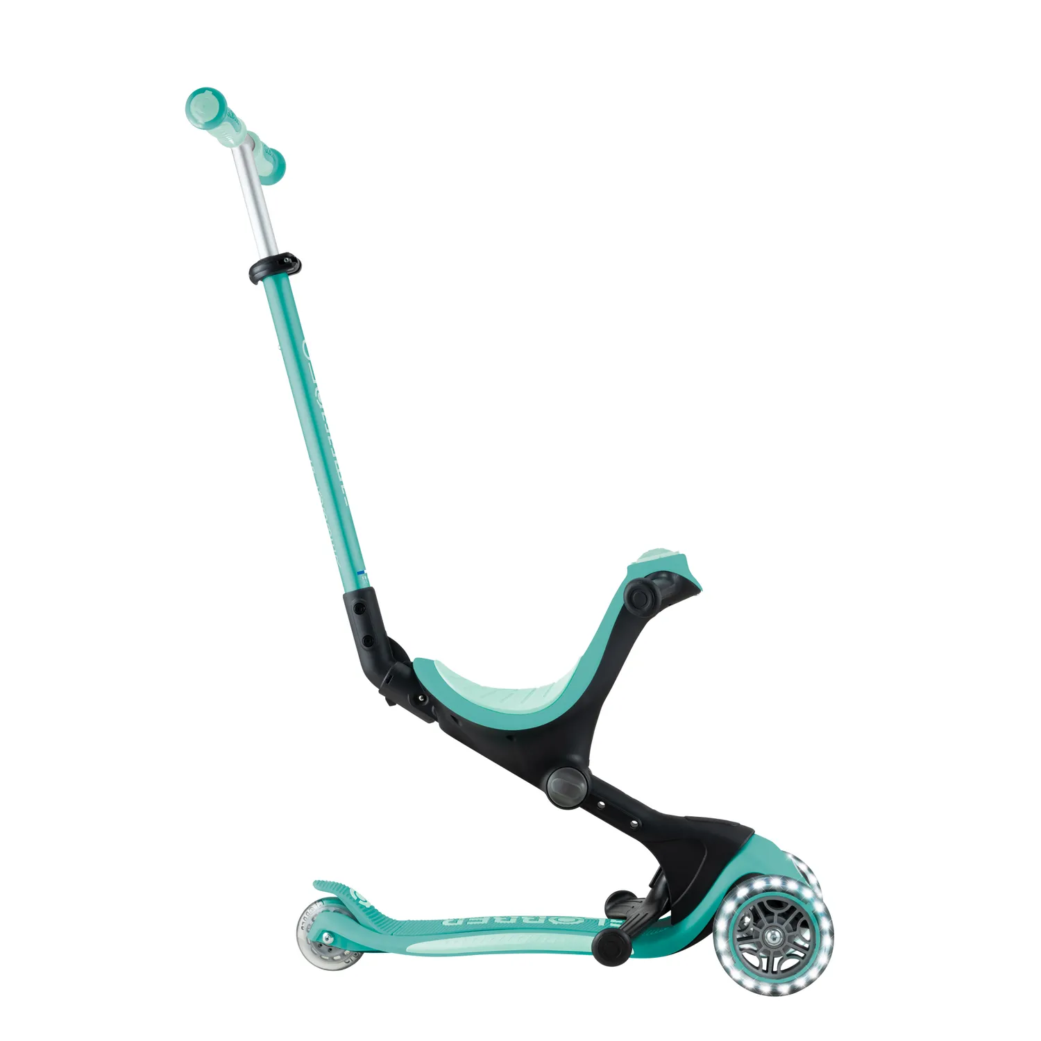 Globber Go Up Deluxe Lights sparkcykel med sits 3-i-1