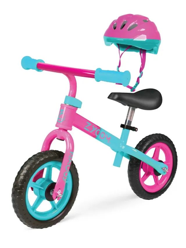 Zycom My 1st ZBike balanscykel med hjälm rosa-turkos lyshjul