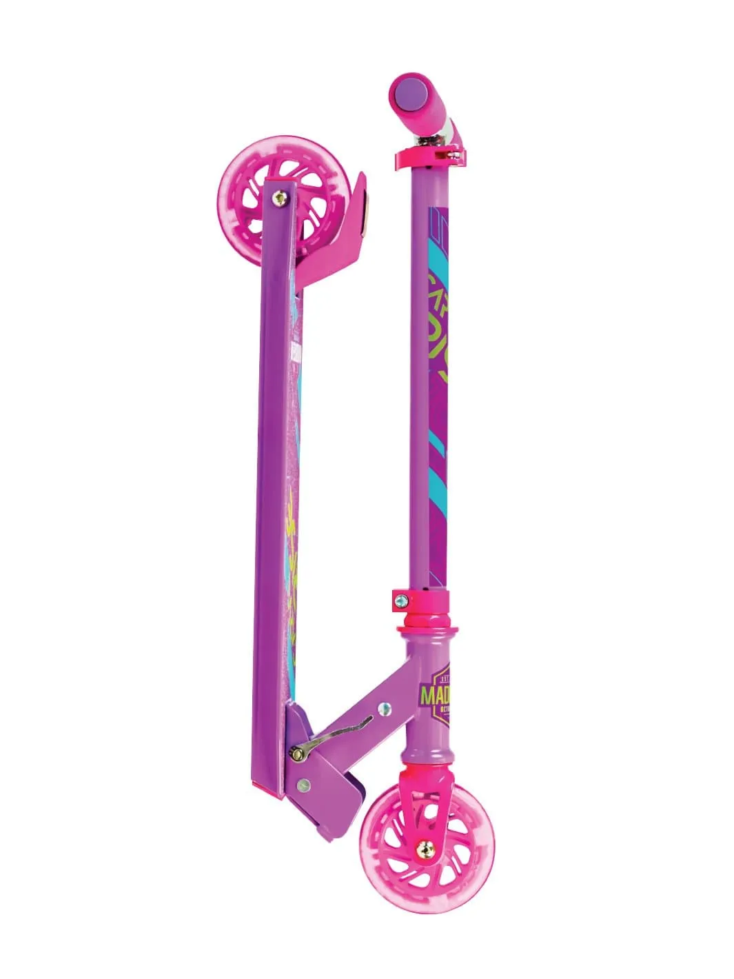 Madd Gear Rize 100 sparkcykel rosa lila lysehjul