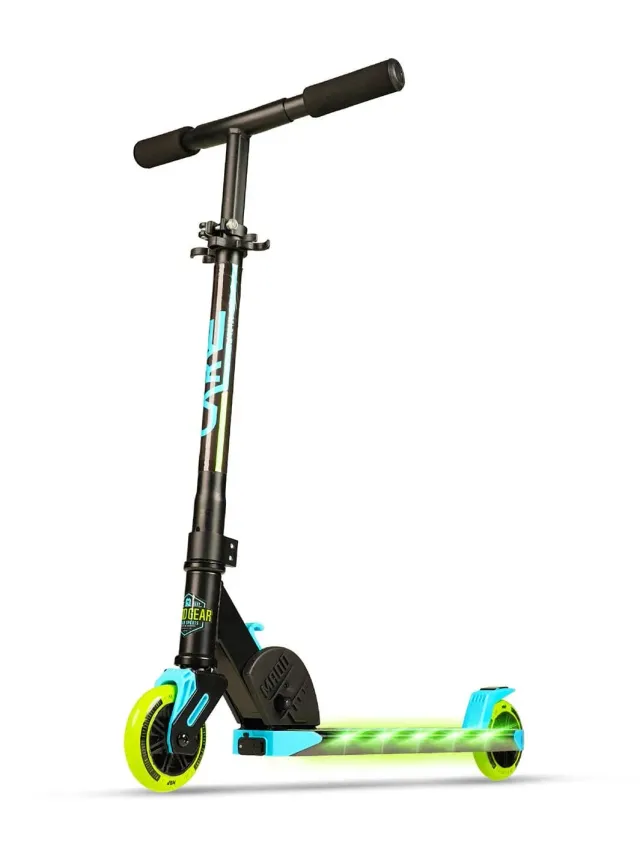 Madd Gear Flight sparkcykel grön blå med lysande deck